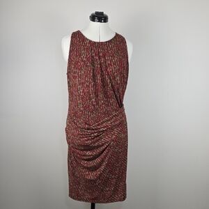 Michael Kors Sleeveless Ruched Leopard Print Sheath Dress Size M